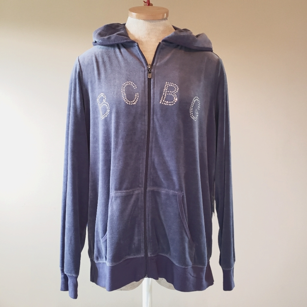 BCBG Rhinestone Velor track jacket 1X NWT